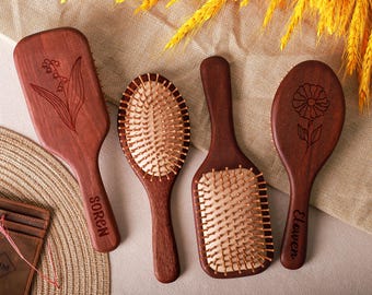 Peineta de madera grabada a medida, nombre de dama de honor personalizado, peineta grabada, regalo de aniversario, regalo de San Valentín.