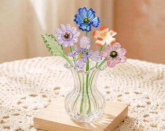 Glass Birth Month Flowers, Hand Blown Mini Glass Flower, Custom Everlasting Flower Set, Forever Blooms Keepsake, Unique Birthday Gift