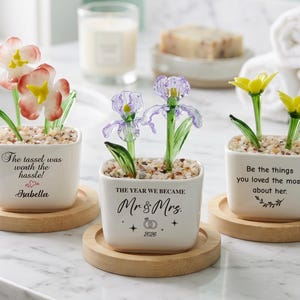 Regalo de boda, maceta de cristal personalizada con nombre, regalo de aniversario para él o ella, regalo de recuerdo para siempre, recuerdo romántico para parejas, personalizado para Sr. y Sra.
