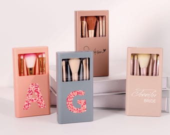 Juego de brochas de maquillaje con diseño de flor de nacimiento personalizado con caja