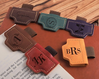 Custom Bookmark, Personalized Engraved Leather Magnetic Bookmark with Pen Holder, Custom Name Bookmark, Christmas Reader Gift