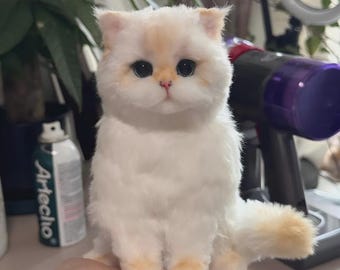 Handmade Realistic Cat Doll, Chenille Kitten Figure, Pet Memorial, Father's Day gift