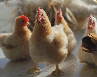 Ręcznie robiona filcowa pluszowa kura, filcowana igłowo wełna, dekoracja na Boże Narodzenie i Święto Dziękczynienia w stylu rustykalnym, prezent na Dzień Ojca