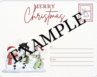Postal navideña imprimible de muñeco de nieve (descarga digital)