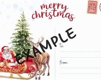 Postal navideña imprimible de Papá Noel: Tarjeta navideña instantánea (descarga digital)