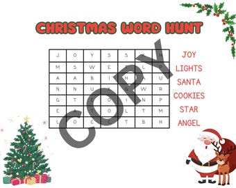 Juego imprimible de búsqueda de palabras navideñas: Actividad navideña para niños (PDF)