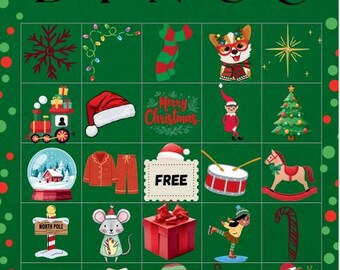 Tarjetas de bingo navideñas imprimibles, juego de fiesta navideño para familias, niños o aulas, ¡diversión instantánea!