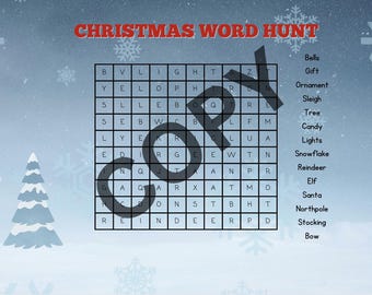 Juego imprimible de búsqueda de palabras navideñas: Actividad navideña para niños (PDF)