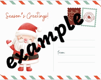Postal navideña imprimible de Papá Noel: Alegría navideña (Descarga digital)