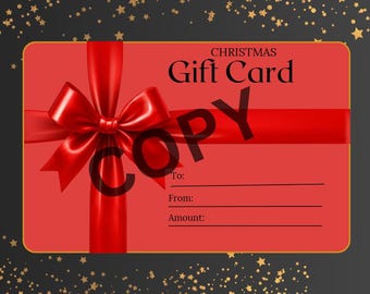 Certificado de regalo de Navidad imprimible: Vale navideño rojo y dorado (descarga instantánea)
