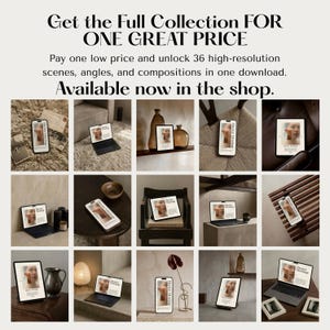 Puede incluir: Imagen promocional con el texto "Get the Full Collection FOR ONE GREAT PRICE" y "Available now in the shop." La imagen muestra varias maquetas de dispositivos, incluyendo tel&eacute;fonos, tabletas y port&aacute;tiles, en diferentes entornos.