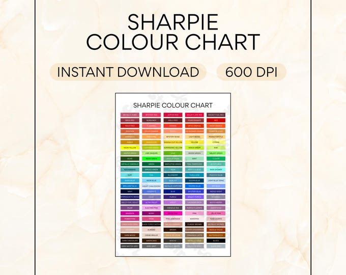 Sharpie Colour Chart, Pre-filled Colour Chart, Sharpie Marker List ...