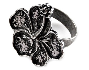 Hibiscus Flower Adjustable Statement Ring - Express Yourself!