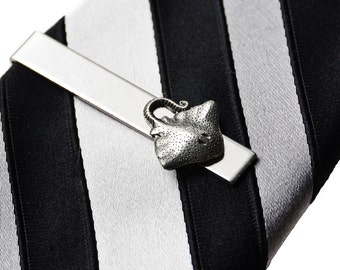 Small Pewter Bat Square Tie Clip