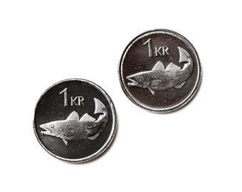 Unique 2-Toned Gold on Silver Iceland Cod fish Coin Cufflinks