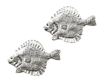 Kiola Designs Silver Toned Halibut Flat Fish Cufflinks Kiola Designs Silver Toned Halibut Flat Fish Cufflinks