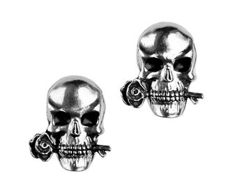 Skull With Roses Cufflinks - Express Yourself!