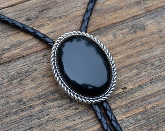 Obsidian - Volcanic Glass - Bolo Tie - Oval - Customizable Cord Color, Tips and Length - Ask About Gold Tips - Express Yourself!