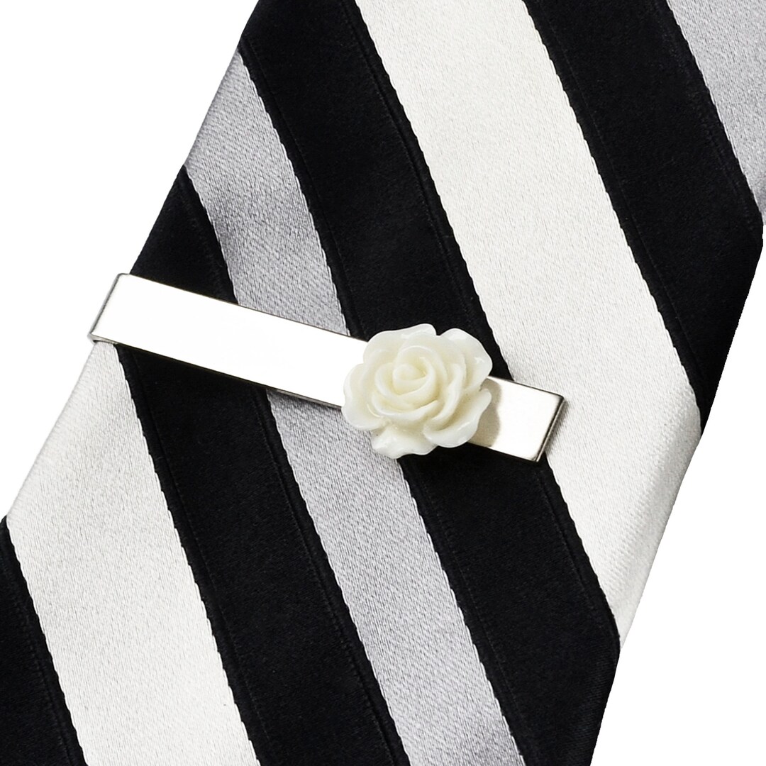White Rose Tie Clip Express Yourself Etsy