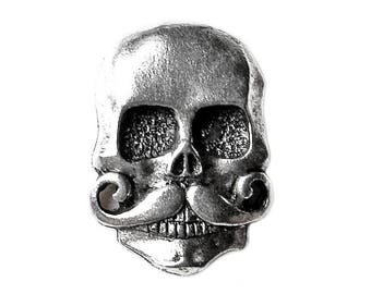 Skull with Mustache Lapel Pin - Express Yourself!