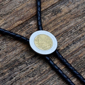 Genuine Mexican Peso Coin Bolo Tie - Customizable Cord Color, Tips and Length - Ask About Gold Tips - Express Yourself!