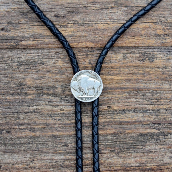 Genuine Buffalo Nickel Bolo Tie - Customizable Cord Color, Tips and Length - Ask About Gold Tips - Express Yourself!