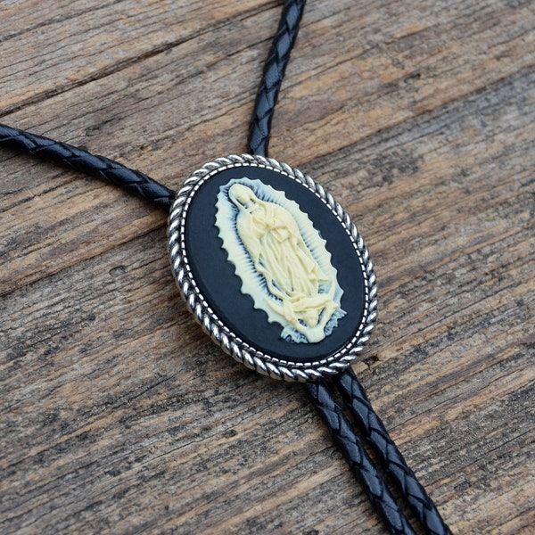 Mary, Mother of Jesus - St. Mary - Virgin Mary - Bolo Tie - Oval - Customizable Cord Color, Tips and Length - Express Yourself!