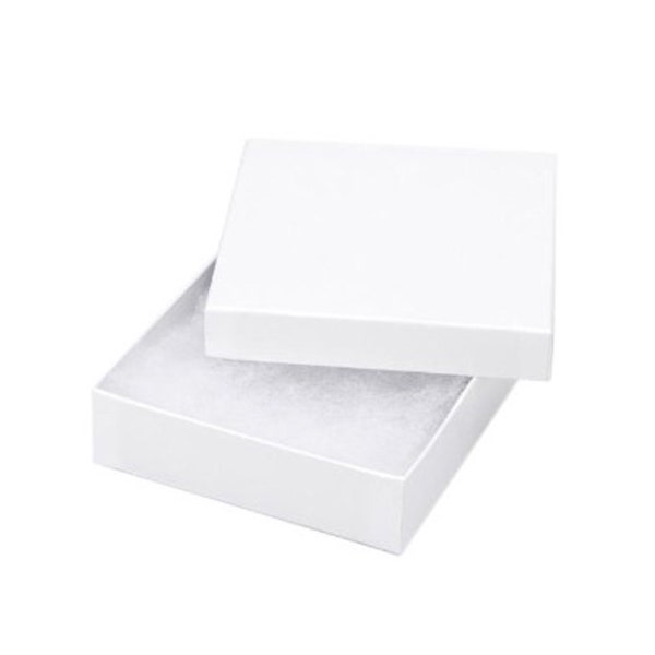 White Cotton Filled Jewelry Box - Buy 6 or More and Get 1 Free