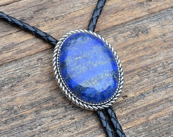 Lapis Lazuli Bolo Tie - Oval - Customizable Cord Color, Tips and Length - Ask About Gold Tips - Express Yourself!