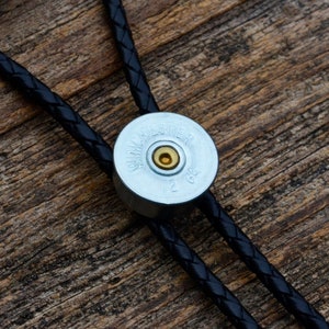 Genuine Winchester Shotgun Shell Cap Bolo Tie - Customizable Cord Color, Tips and Length - Ask About Gold Tips - Express Yourself!