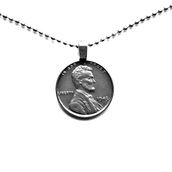 Genuine 1943 Lincoln Steel Penny Coin Pendant Necklace with Adjustable Chain - Express Yourself!