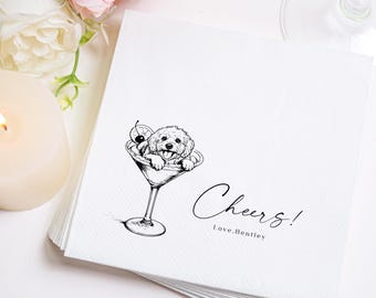 Benutzerdefinierte Haustier-Porträt-Cocktailservietten, personalisierte Hochzeit-Barware