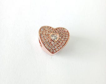 Mini dijes para pulsera Pandora de oro rosa, pulsera de plata de ley 925, bricolaje, amor