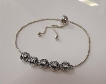 Pulsera Pandora redonda brillante deslizante (ajustable)