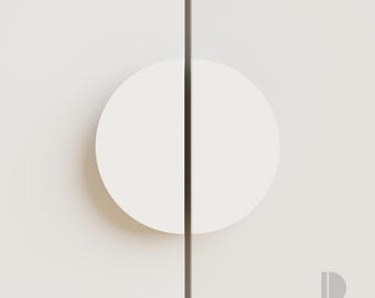 Traffic White Cabinet Handle for Modern Furniture, Minimalist Round Metal Drawer Pull
