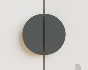 Anthracite Grey Cabinet Handle for Modern Furniture, Minimalist Round Metal Drawer Pull