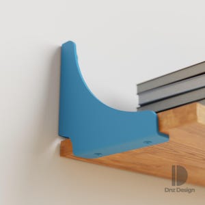 Lichtblauwe plankbeugels, set van 2, moderne metalen muursteun