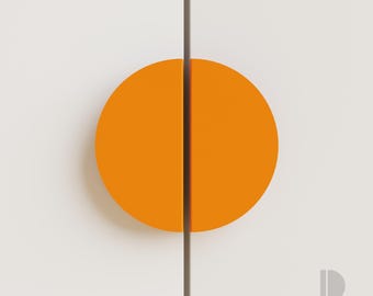 Pure Orange Cabinet Handle for Modern Interiors, Minimalist Round Metal Drawer Pull