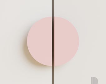 Light Pink Cabinet Handle for Modern Furniture, Minimalist Round Metal Drawer Pull