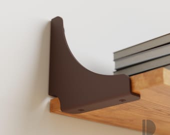 Chocolate Brown Shelf Brackets Set of 2, Modern Metal Wall Support