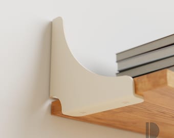 Oyster White Shelf Brackets Set of 2, Modern Metal Wall Support