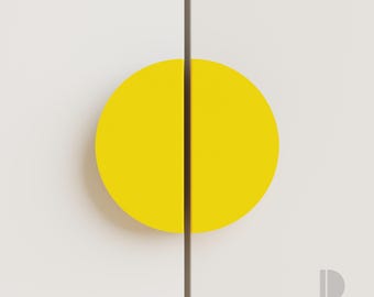 Colza Yellow Cabinet Handle for Modern Furniture, Bold Round Metal Drawer Pull