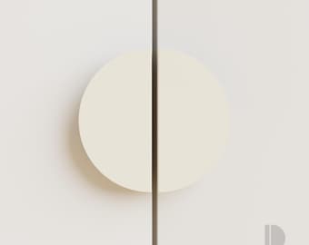 Oyster White Cabinet Handle for Modern Interiors, Minimalist Round Metal Drawer Pull