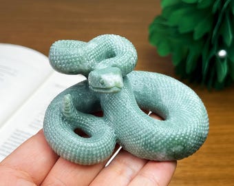 3.3'' Natural carved Dushan jade Snake,Quartz crystal,crystal Snake statue,Crystal gift,Crystal Decor，Crystal collect,Crystal healing