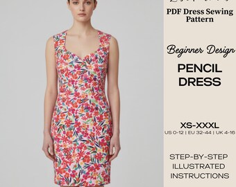 Patrón de costura para vestido tubo sin mangas / Corpiño ajustado (XS-XXXL) (Patrón PDF)