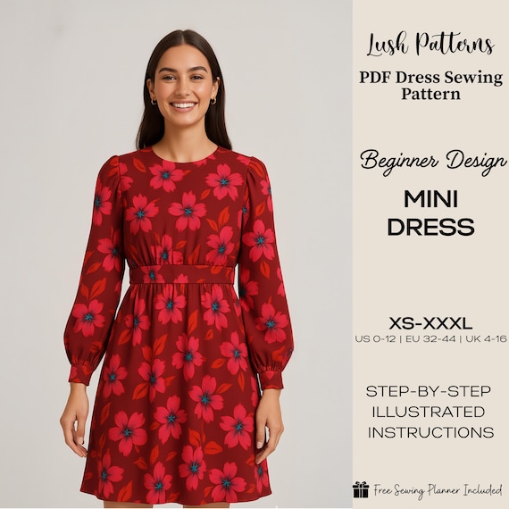 Fit and Flare Dress PDF Sewing Pattern, Beginner Friendly (XSXXXL)  (digital Download) - Etsy UK