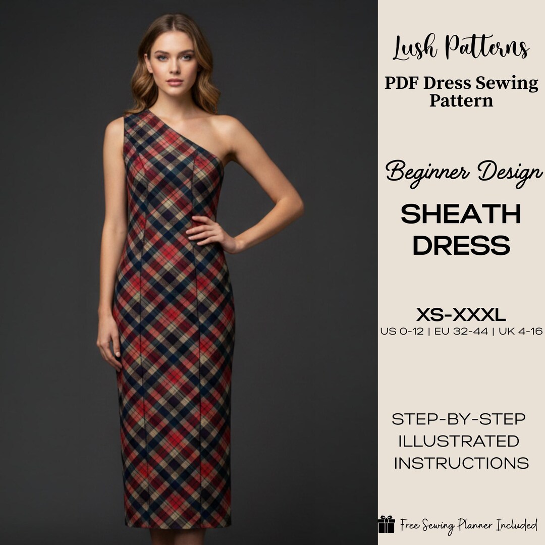 Sheath Sewing Pattern Sheath Dress Sewing Pattern PDF | One Shoulder Dress Pattern | Beginner ...