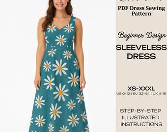 Patrón de costura en PDF para vestido de línea A / Vestido de verano Daisy Dream (Descarga digital, tallas XS–XXXL)