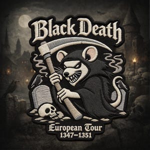 Plague Rat-patch, zwarte dood, gotische middeleeuwse dood, donkere humor geschiedenis