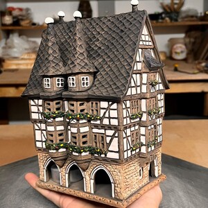 Handmade Ceramic House – Tea Light Holder Aroma Diffuser Incense Burner